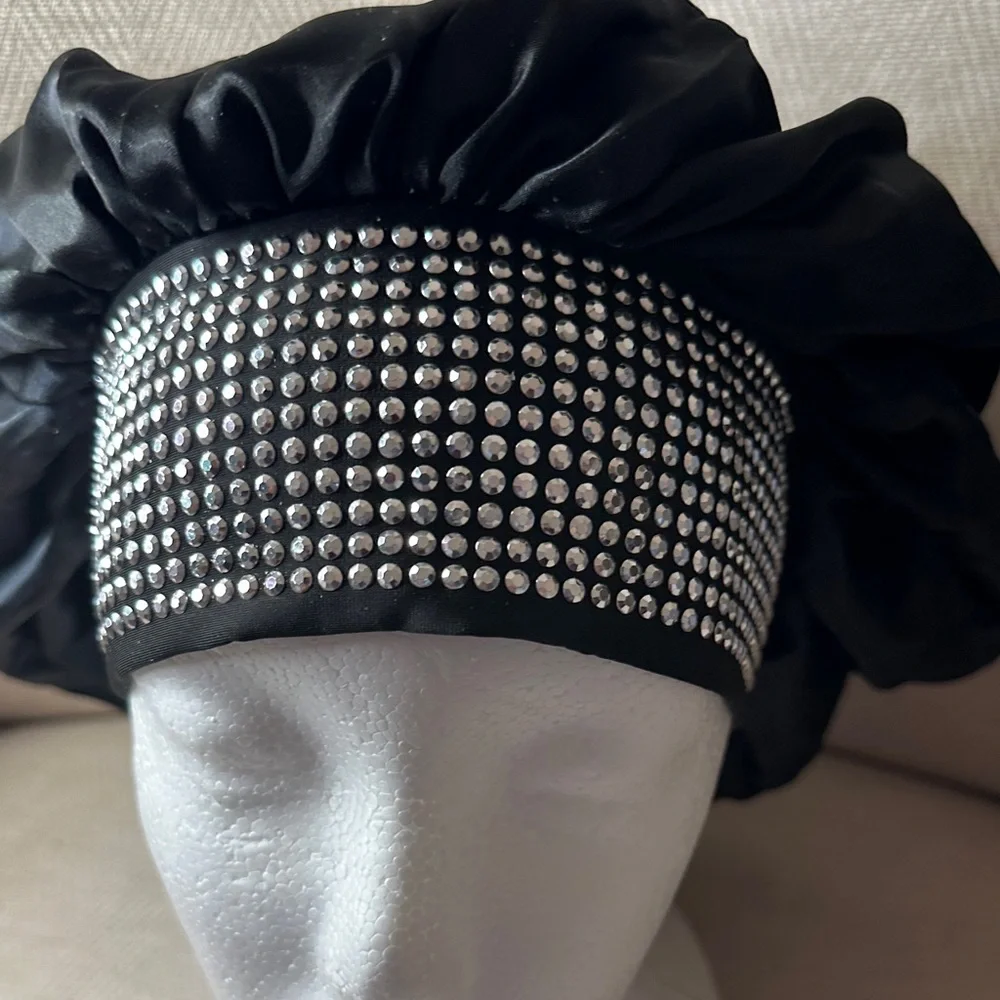 REVOLVE Black Satin Wide-Edge Bonnet